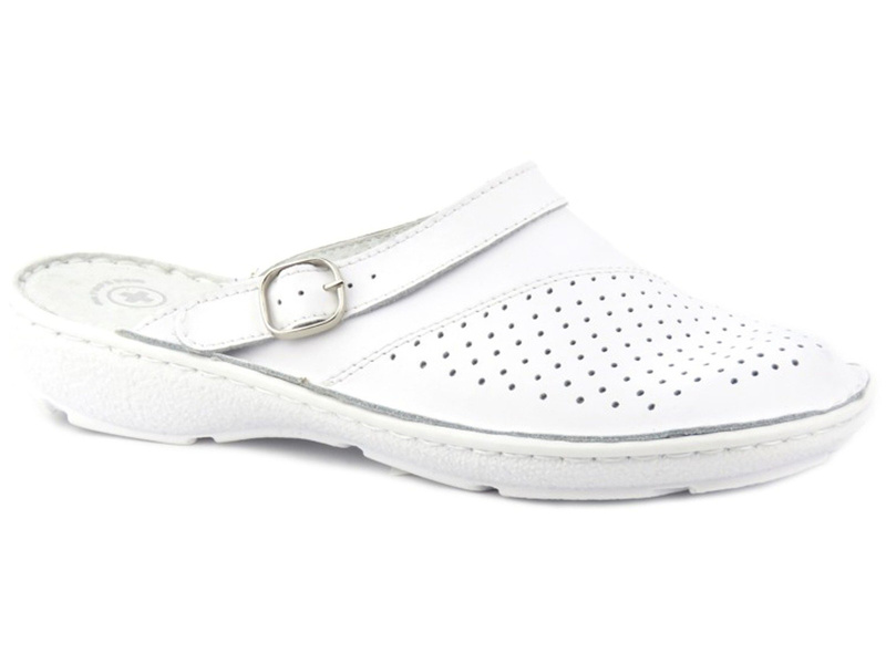 Wygodne klapki damskie sanitarne - Helios Komfort 654, białe