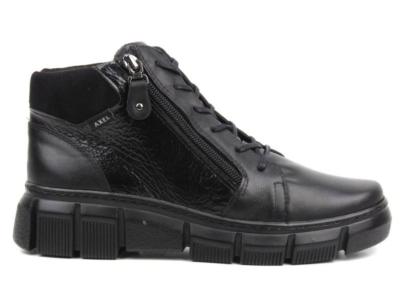 Botki damskie o wysokiej tęgości (H) - AXEL 4481, czarne