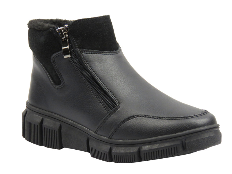 Skórzane botki, trzewiki damskie czarne Nika Komfort H-236