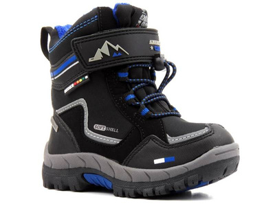 Ciepłe śniegowce dziecięce AMERICAN CLUB Soft Shell HL 31/21(22), czarne z niebieskim