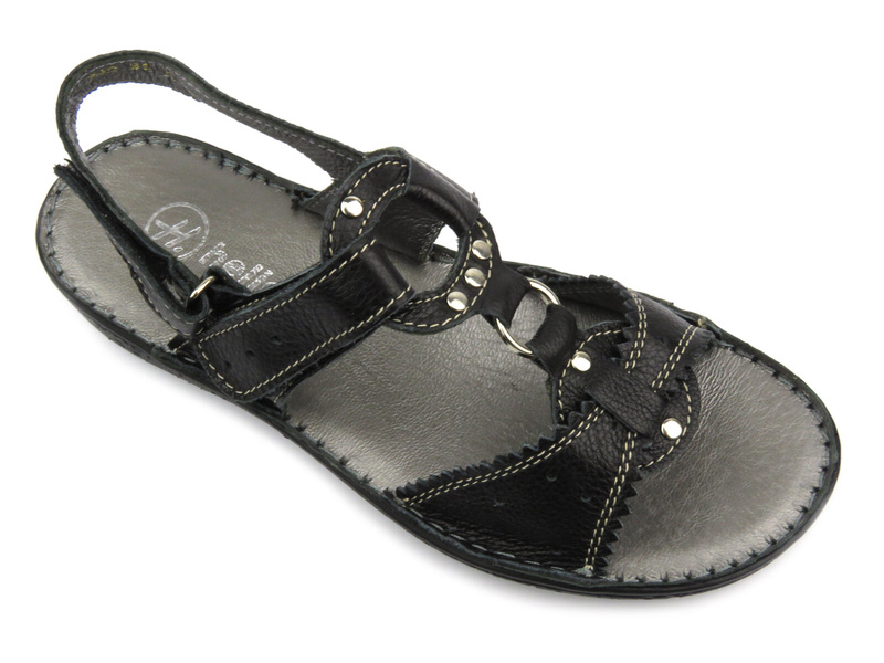 Sandały damskie ze skóry naturalnej - Helios 722, czarne