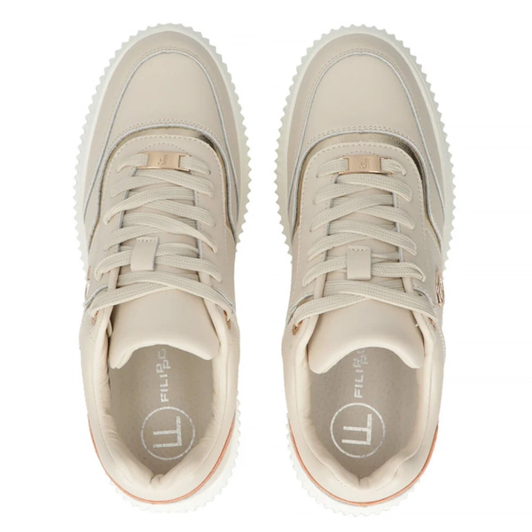Skórzane sneakersy damskie na platformie - Filippo DP6727/25, beżowe 