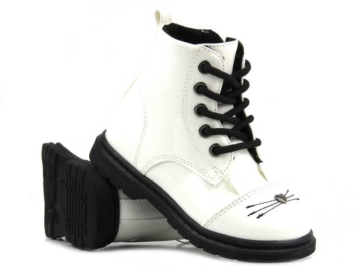 Ciepłe botki, trapery dziecięce - Miss E 21DZ23-4309, białe