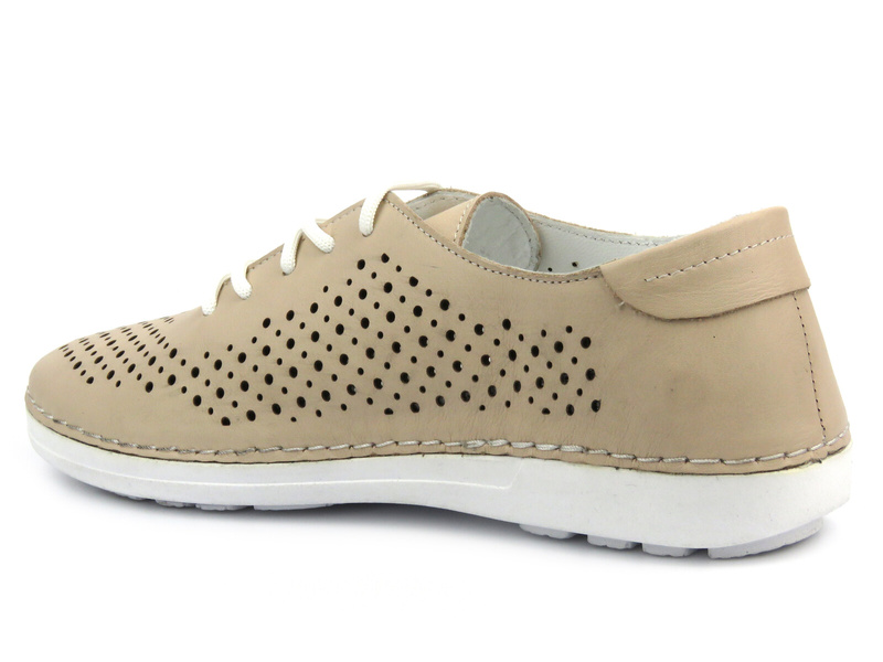 Ażurowe półbuty damskie - Artiker 54C0284, beżowe