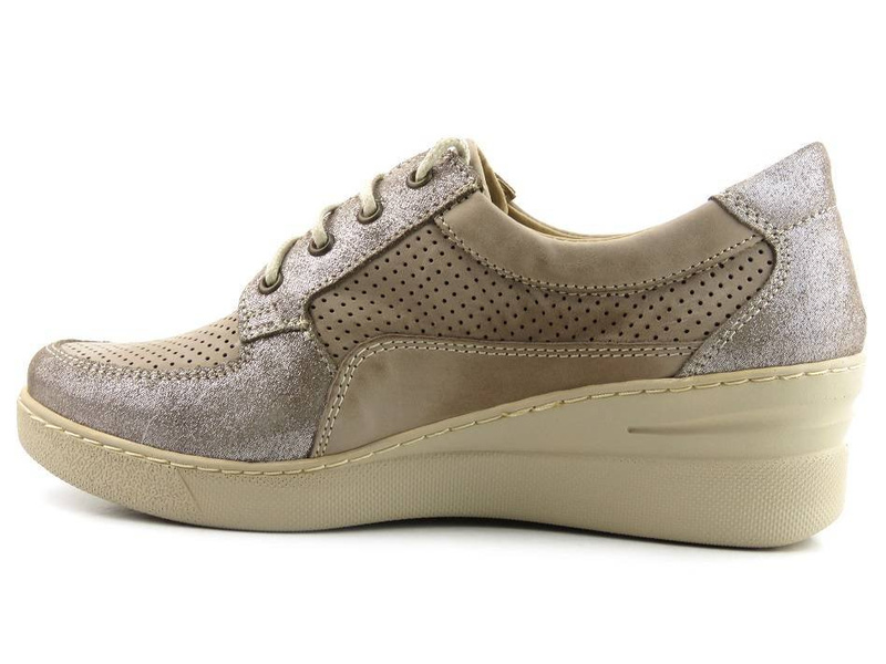 Sneakersy damskie na koturnie - HELIOS Komfort 373, beżowe