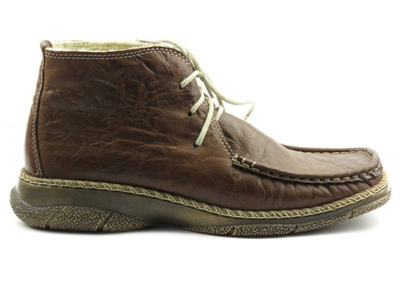 Ciepłe botki damskie z wełną - HELIOS 621, brązowe