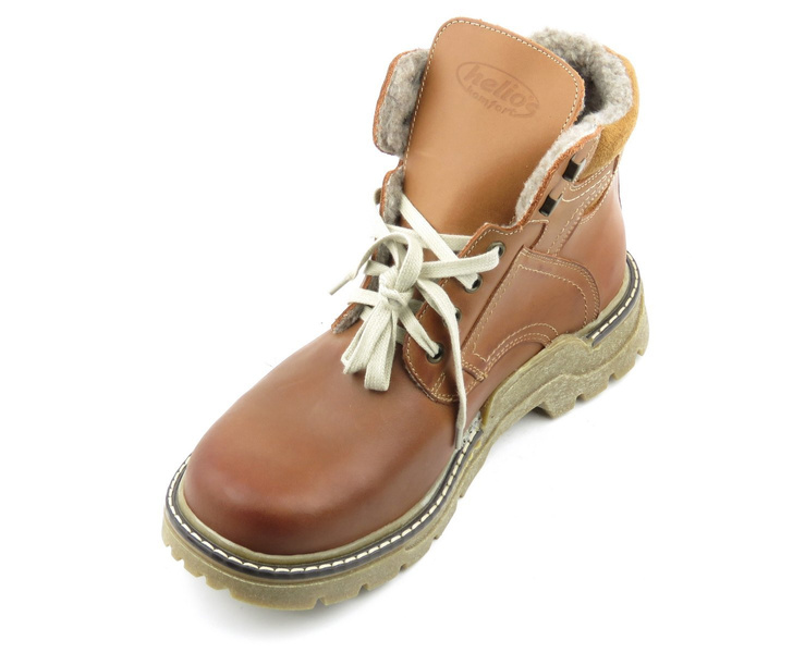 Ciepłe trapery damskie na grubej podeszwie - HELIOS Komfort 616, brązowe