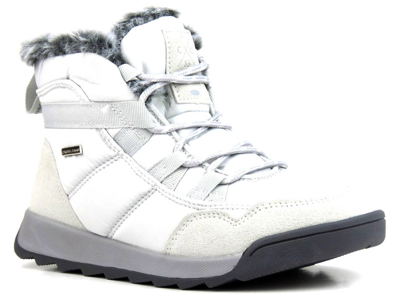 Ciepłe śniegowce damskie sznurowane - CROSS JEANS KK2R4015C, szare