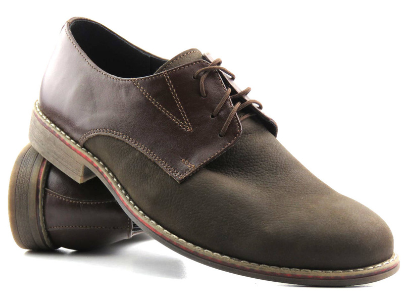 Skórzane półbuty, caponki męskie ROSSI 810, brązowe