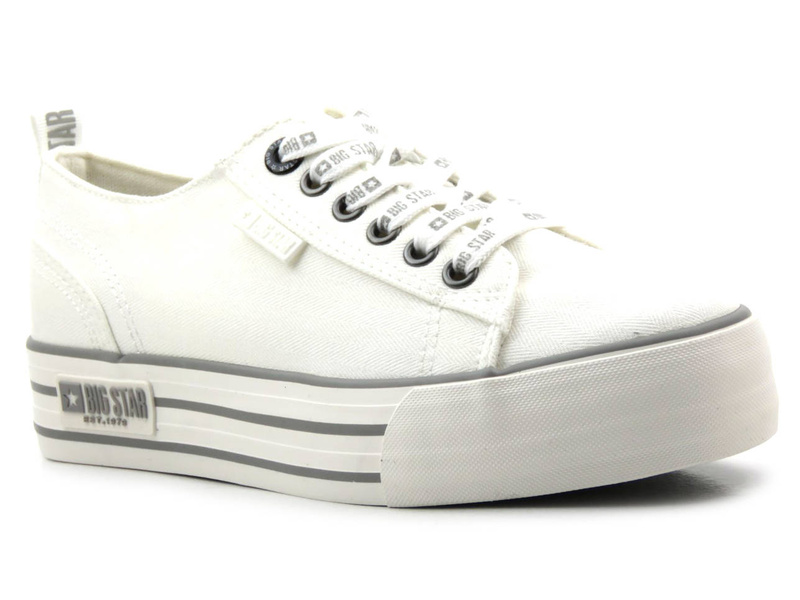 Trampki damskie na grubej podeszwie - BIG STAR KK274012, białe