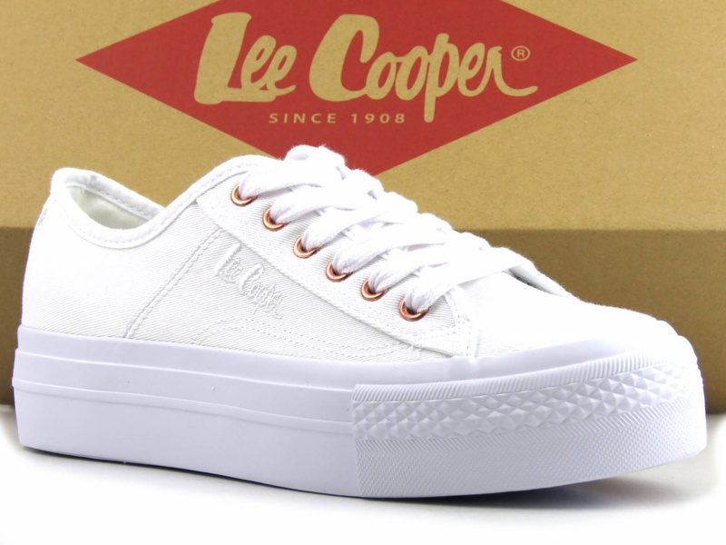 Trampki damskie, buty na platformie - LEE COOPER LCW-22-31-0890L, białe