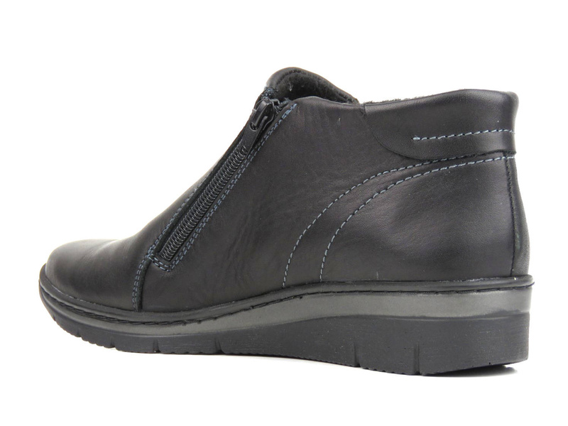Botki damskie zapinane na dwa suwaki - HELIOS Komfort 545-2, czarne