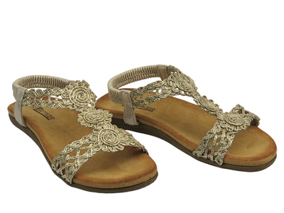 Sandały damskie na płaskiej podeszwie wsuwane złote Artiker 56C1281