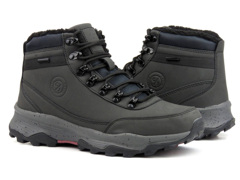 Trekkingi, buty zimowe męskie ciepłe - CROSS JEANS KK1R4027C, czarne