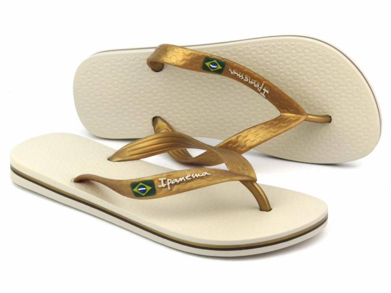 Gumowe japonki damskie IPANEMA 80408, beżowo-złote