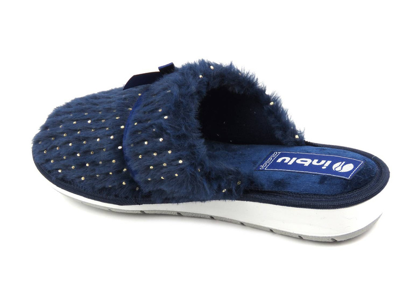 Futerkowe kapcie damskie INBLU LB-92/2, granatowe