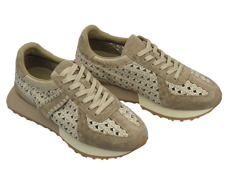 Ażurowe półbuty damskie na grubej podeszwie beżowe John Doubare H2488B-22-1