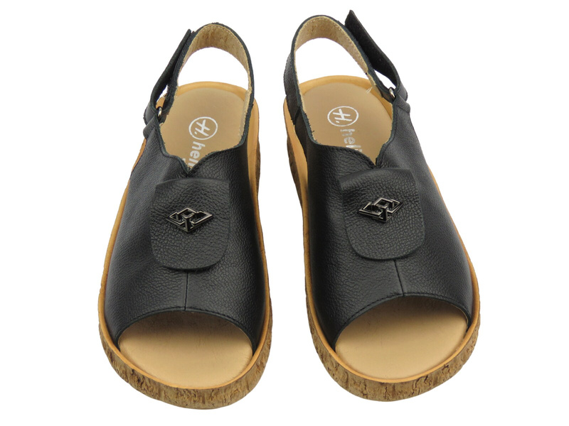 Sandały damskie skórzane czarne Helios Komfort 140