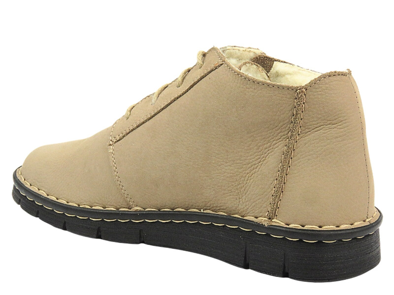 Wygodne botki damskie z miękkiej skóry - Nika Komfort 1388, beżowe