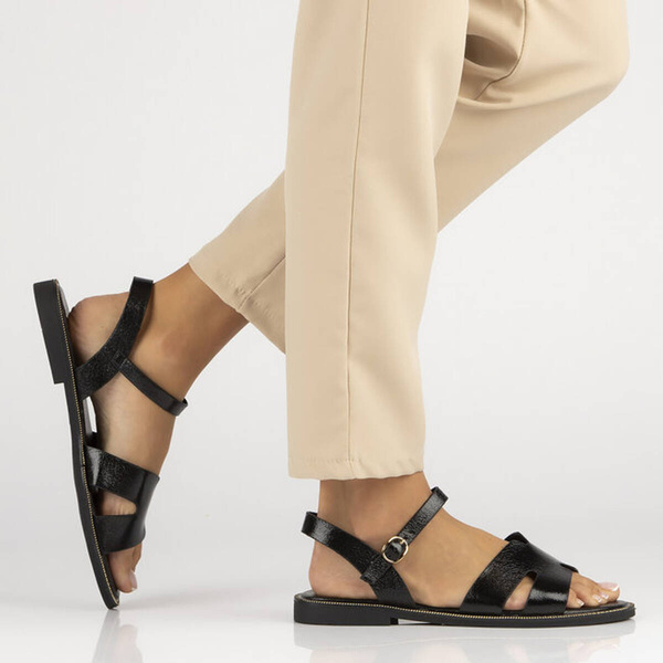 Sandały damskie ze skórzaną wkładką - Filippo DS3702/24, czarne