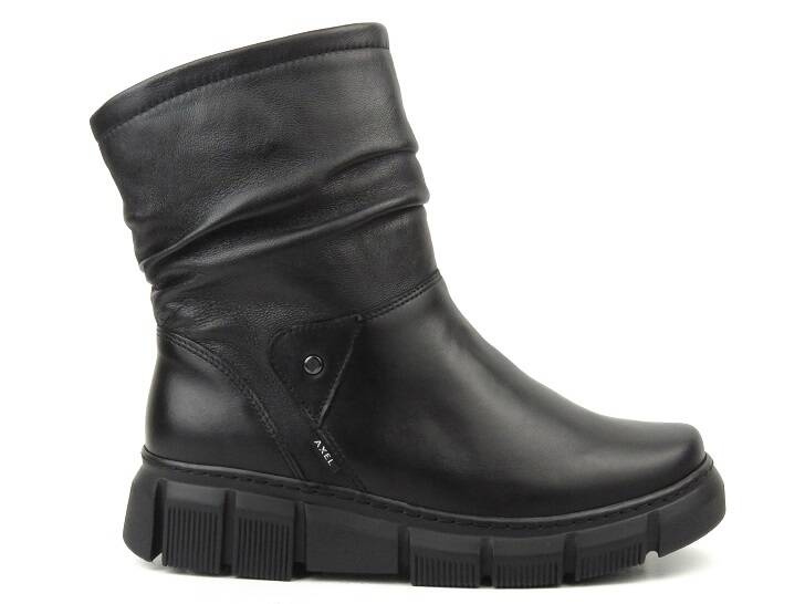 Ocieplane botki damskie ze skóry naturalnej - AXEL 4486, czarne