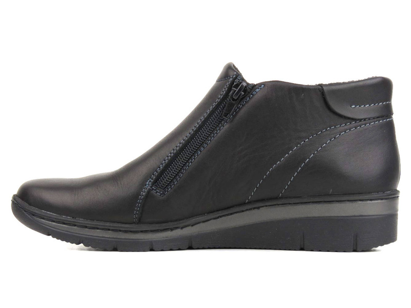 Botki damskie zapinane na dwa suwaki - HELIOS Komfort 545-2, czarne