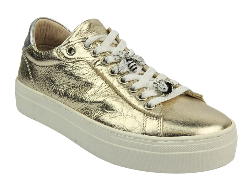 Buty Sportowe Sneakersy Damskie VENEZIA 28098 Złote Sznurowane