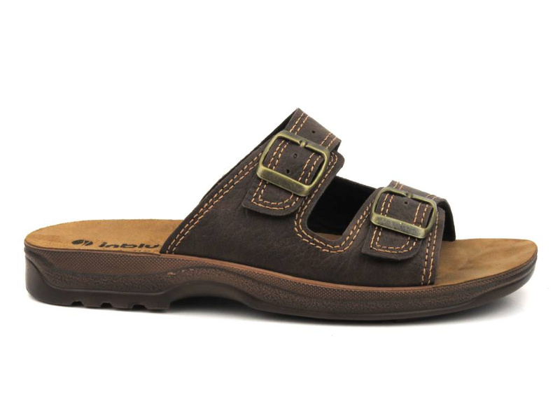 Klapki męskie na dwie klamry - INBLU TG-01, ciemnobrązowe