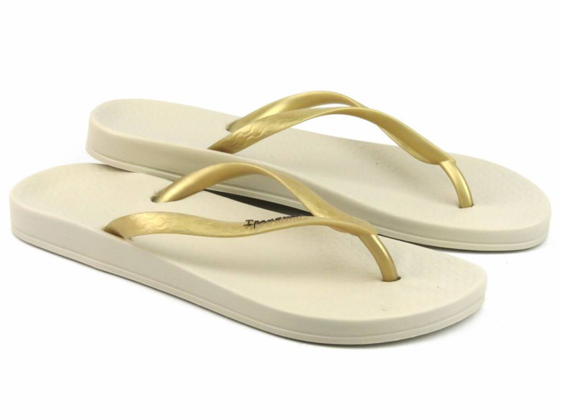Japonki damskie sportowe Ipanema 81030, beżowe ze złotem