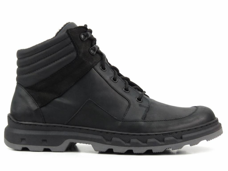 Trzewiki, trapery męskie ocieplane - WASAK 0220, czarne