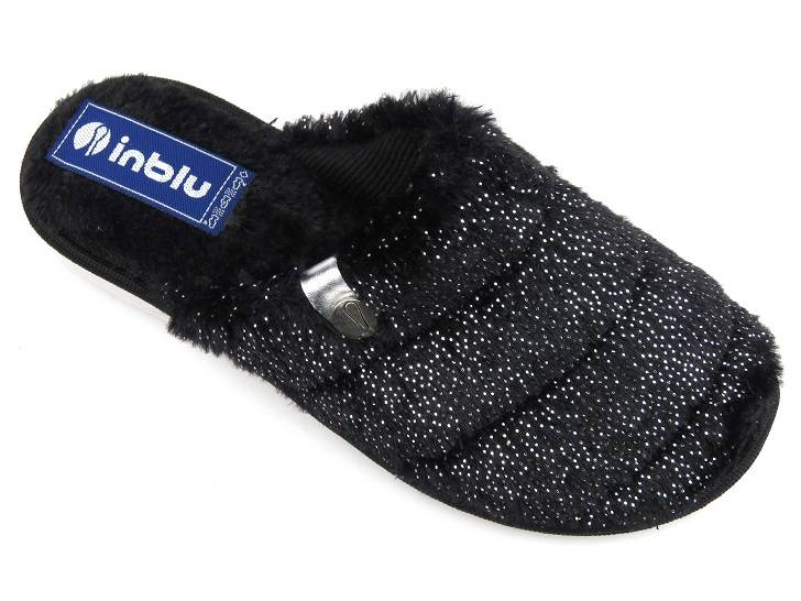 Futerkowe, miękkie kapcie damskie - INBLU LB-95, czarne