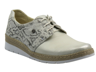 Półbuty damskie na wiosnę i lato srebrne Helios Komfort 355S