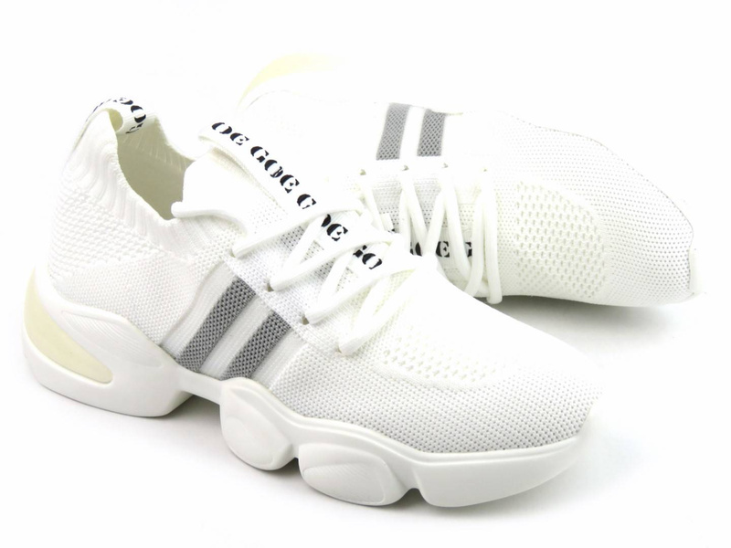 Sneakersy damskie z miękkiej tkaniny - GOE JJ2N4100, białe