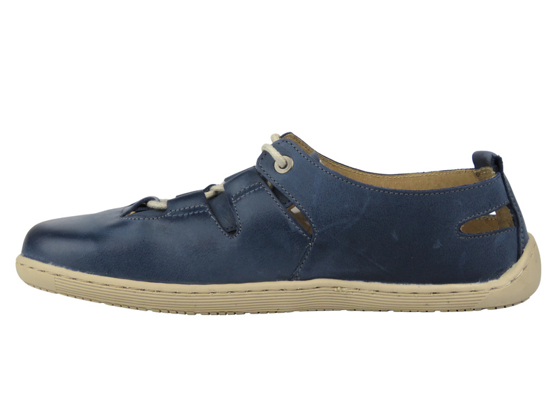 Barefoot skórzane minimalistyczne półbuty damskie Helios Komfort 438B, granatowe