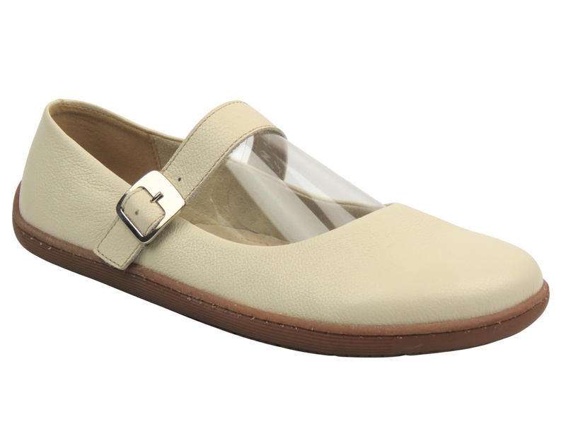 Barefoot skórzane minimalistyczne półbuty damskie beżowe Nika Komfort 1445