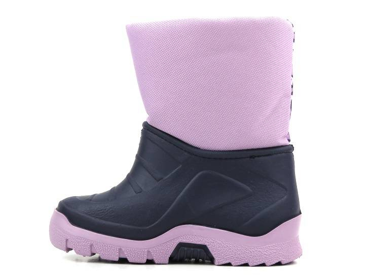 Ciepłe śniegowce dziecięce na rzep - Manitu 120003-59, fioletowe z serduszkami