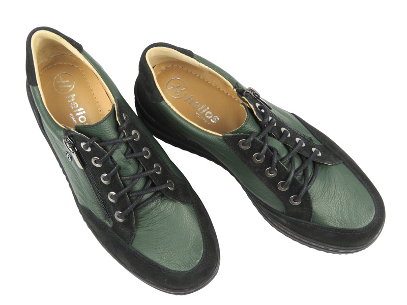 Skórzane półbuty damskie Helios 431, c.zielony