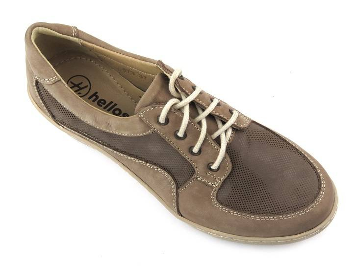 Sneakersy damskie na koturnie - HELIOS Komfort 373, ciemny beż