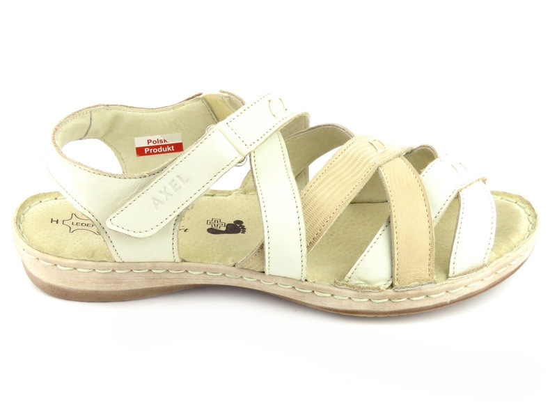 Skórzane sandały damskie z gumką - AXEL 2241