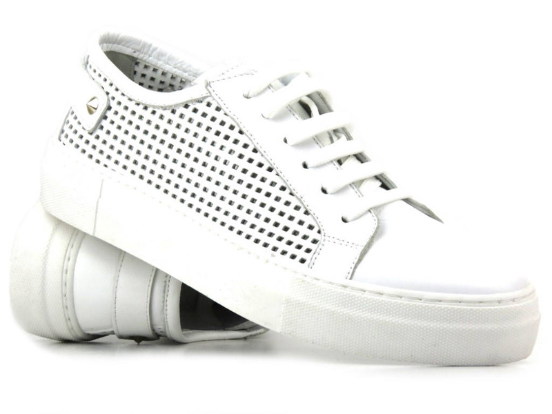 Buty sportowe damskie na wiosnę i lato - VENEZIA 369, białe