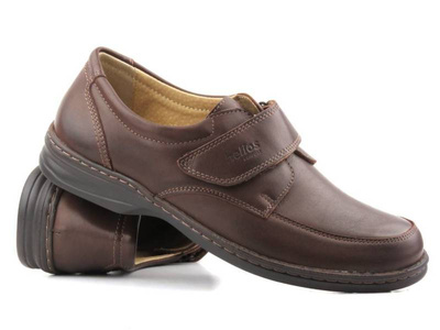 Skórzane półbuty męskie o podwyższonej tęgości G- HELIOS Komfort 806, brązowe