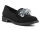 Eleganckie półbuty, loafersy damskie zamszowe - Potocki 23-12043BK, czarne 