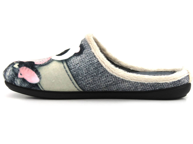 Miękkie kapcie damskie z pandą - INBLU 155D209, szare