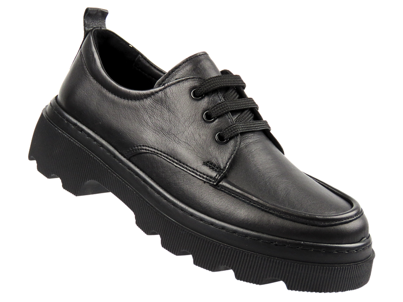 Skórzane półbuty damskie Nika Komfort H-7465, czarne