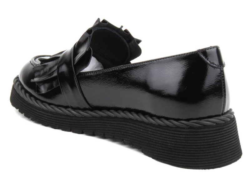 Loafersy damskie z ozdobną cholewką - VENEZIA 1700219R89, czarne