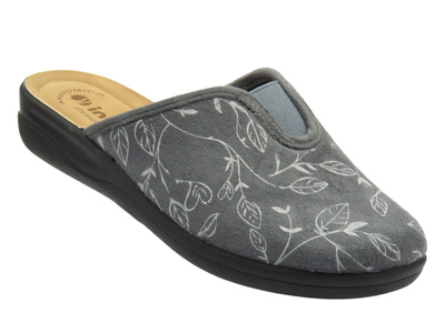 Kapcie damskie z wkładką ze skóry eko szare Inblu CF-49