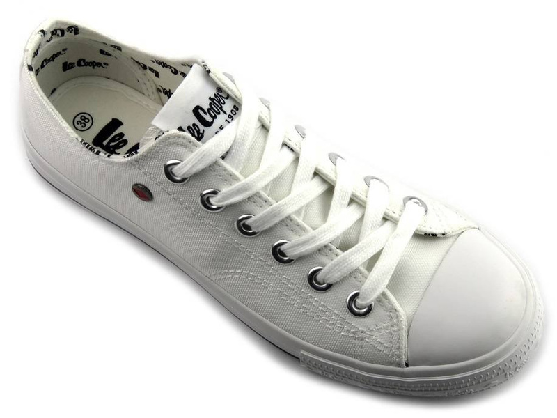 Trampki damskie niskie - Lee Cooper 21-31-0091L, białe z czernią