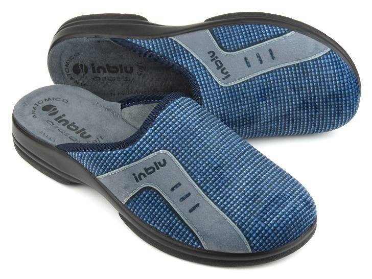 Kapcie męskie w kratkę - INBLU PO-77, granatowe