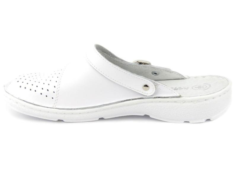 Wygodne klapki damskie sanitarne - Helios Komfort 654, białe