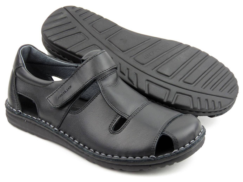 Zabudowane sandały męskie na wiosnę i lato - GRUNLAND SA1515-80, czarne